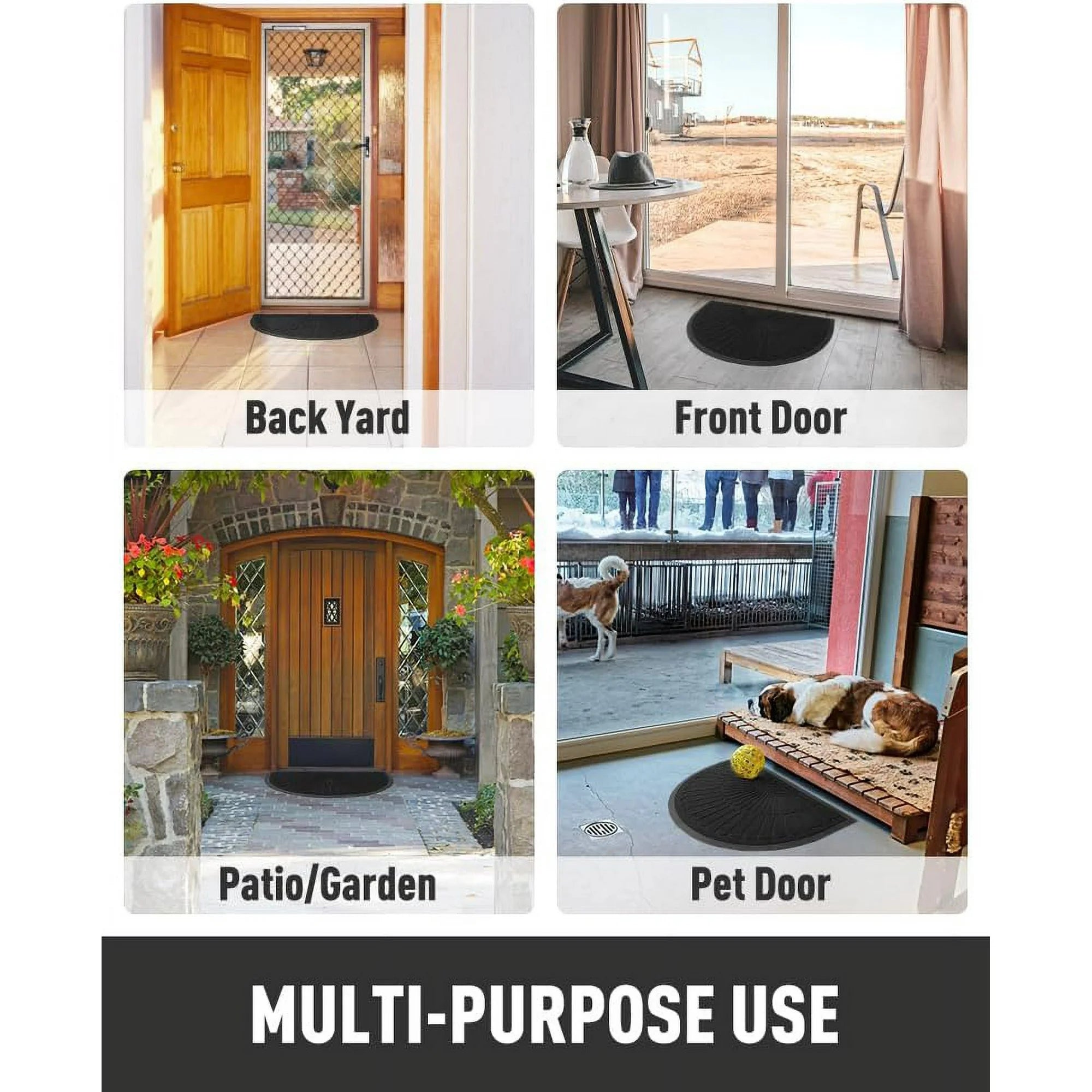Semicircular Non Slip Rubber Door Mat for Outdoor Indoor Entrance W6008