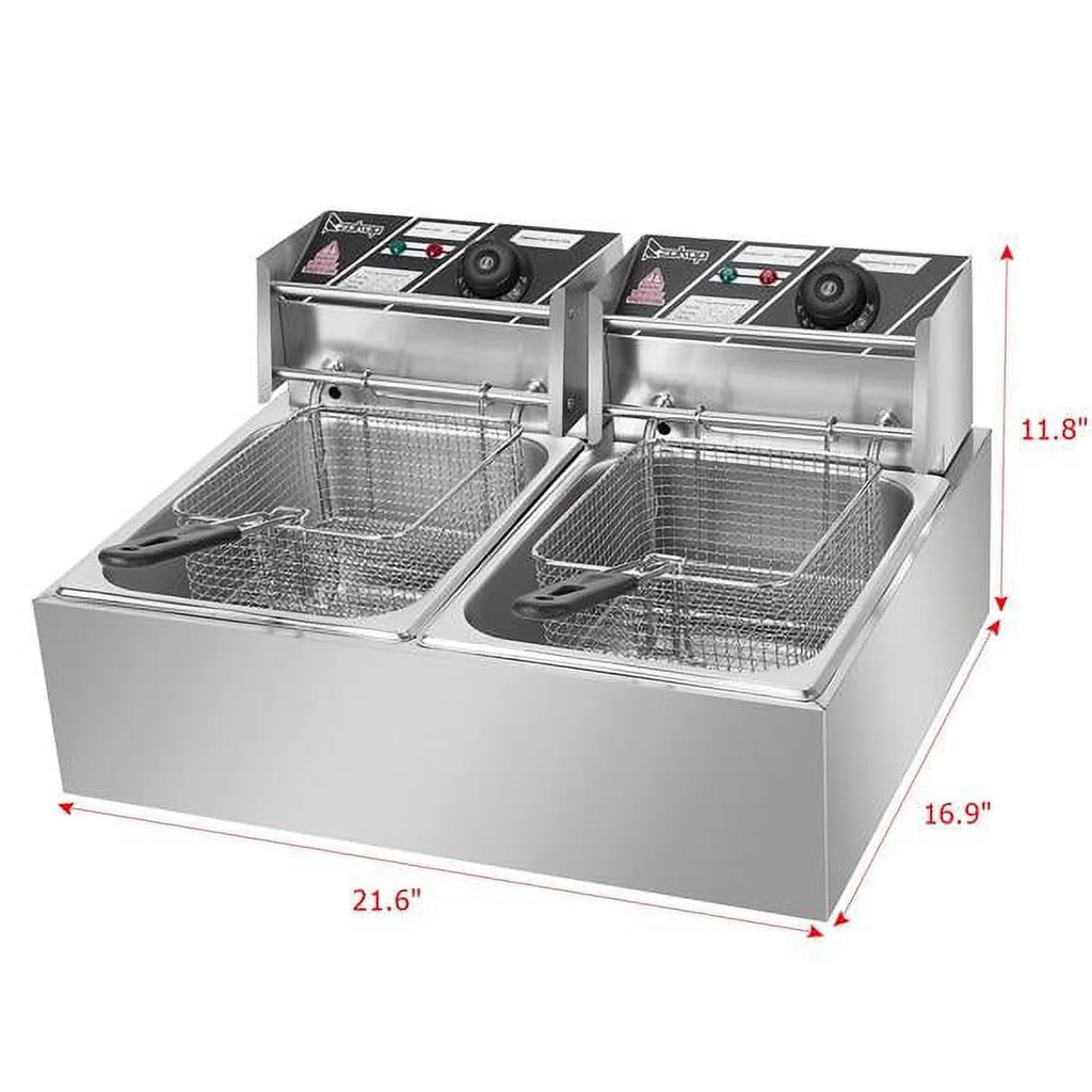 12L Dual Tank Electric Deep Fryer with 2 Basket R834