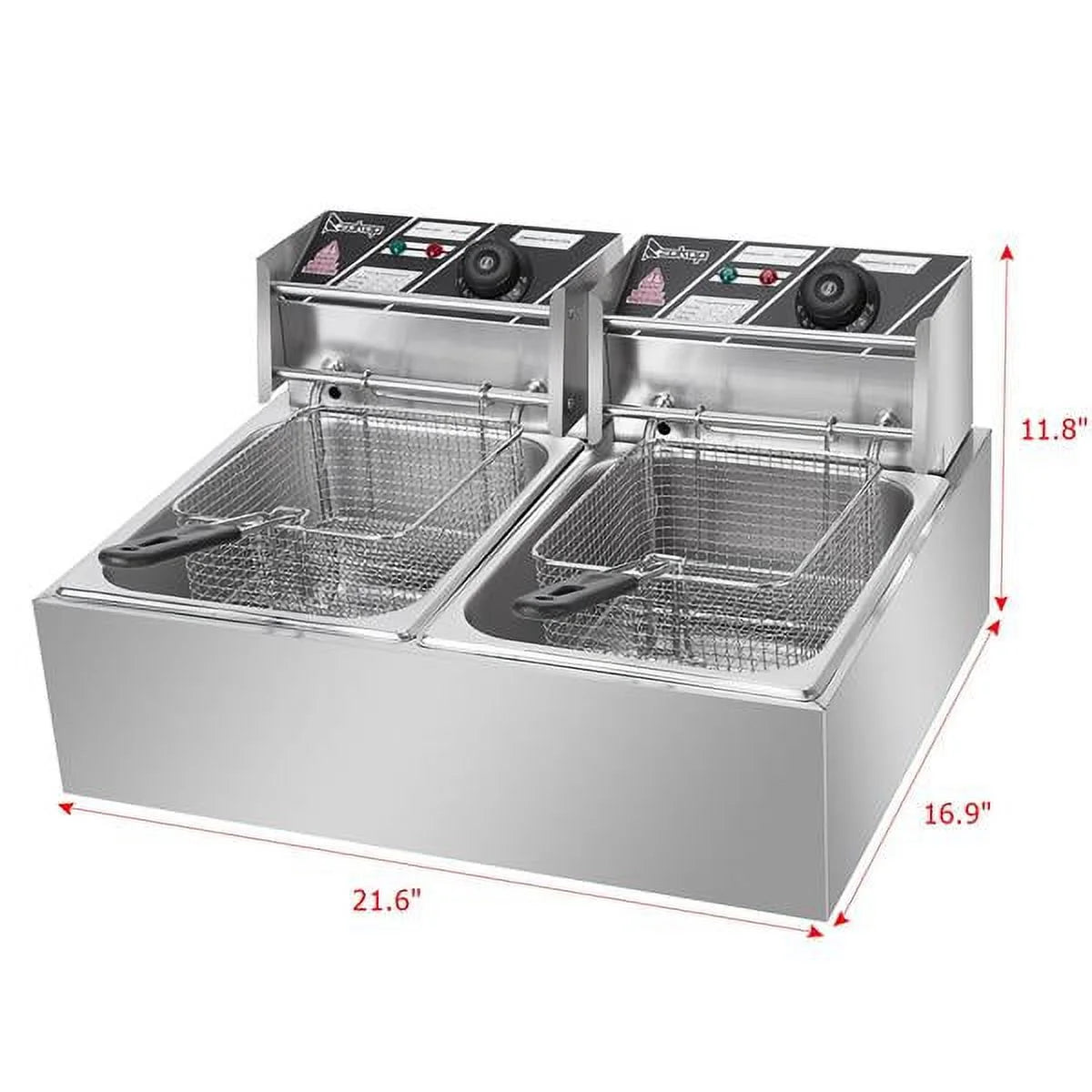 12L Dual Tank Electric Deep Fryer with 2 Basket R834