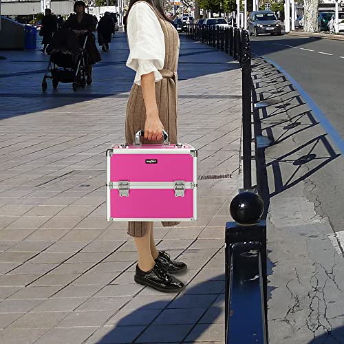 Rolling Makeup Train Case with Removable Wheels, Rose Pink N988552