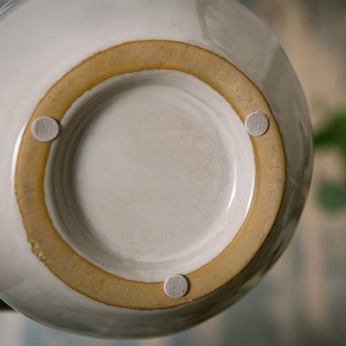 White Ceramic Vase with Double Handle, Rustic Glazed Decor P7017