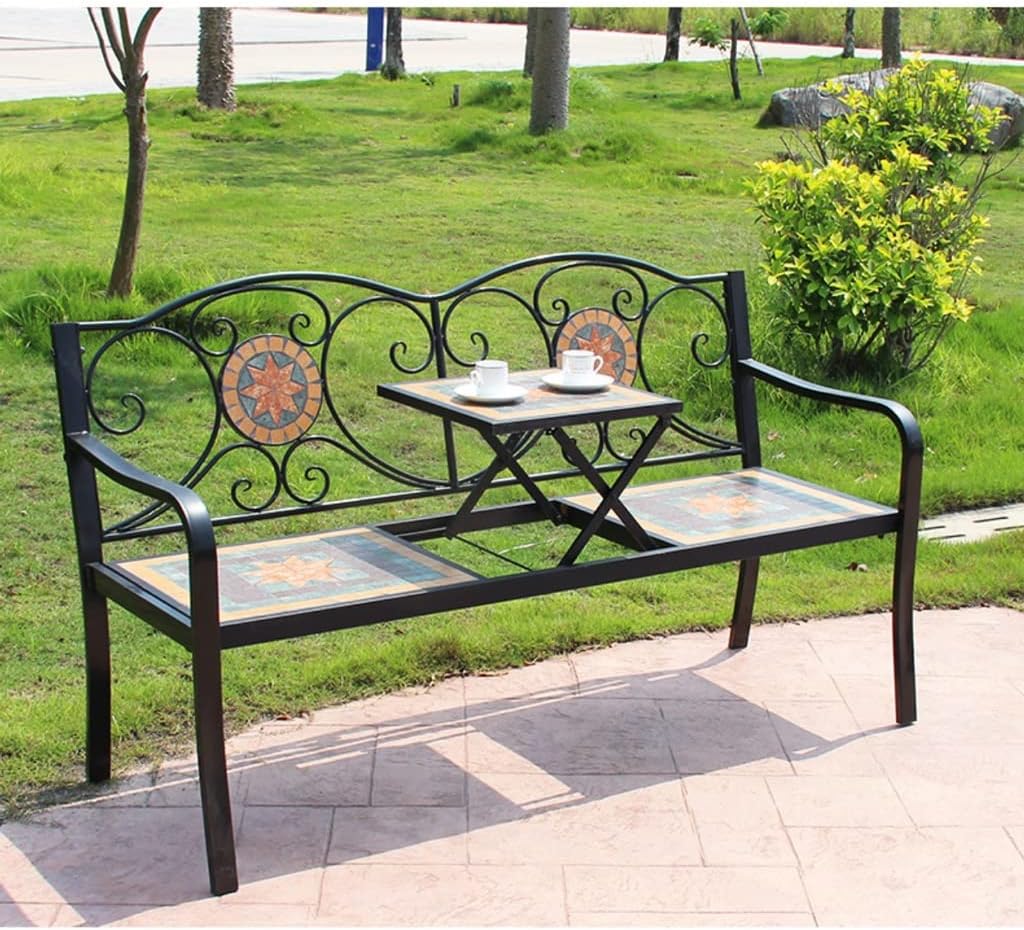 Wrought Iron Outdoor Bench for Garden Balcony Terrace R4553