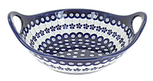 Blue Rose Polish Pottery Peacock Small Bowl with Handles
