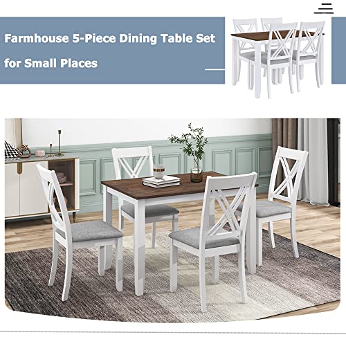 5-Piece Dining Table Set with 4 Upholstered Chairs for Small Spaces P9283