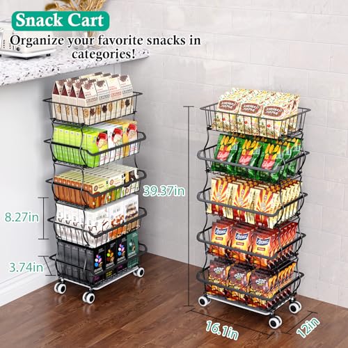 Stackable Fruit Basket with Wheels for Kitchen Storage Z4813