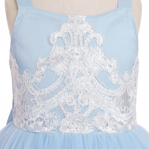 Embroidery Flower Girl Lace Dress for Kids Wedding Party Formal Long Gown Q15616