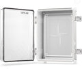 QILIPSU Clear Hinged Cover Stainless Steel Latch 370x270x150mm Junction Box with Mounting Plate, ABS Plastic DIY Electrical Project Case IP67 Waterproof Dustproof Enclosure Grey (14.6"x10.6"x5.9" CC) Pack of 2