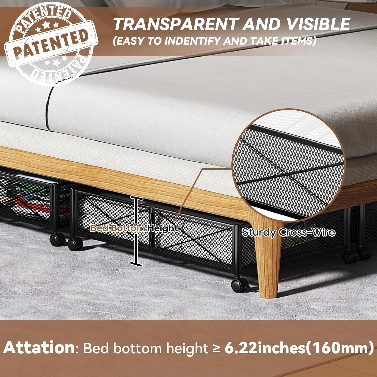 Under Bed Storage Containers with Wheels, 2-Pack B1329