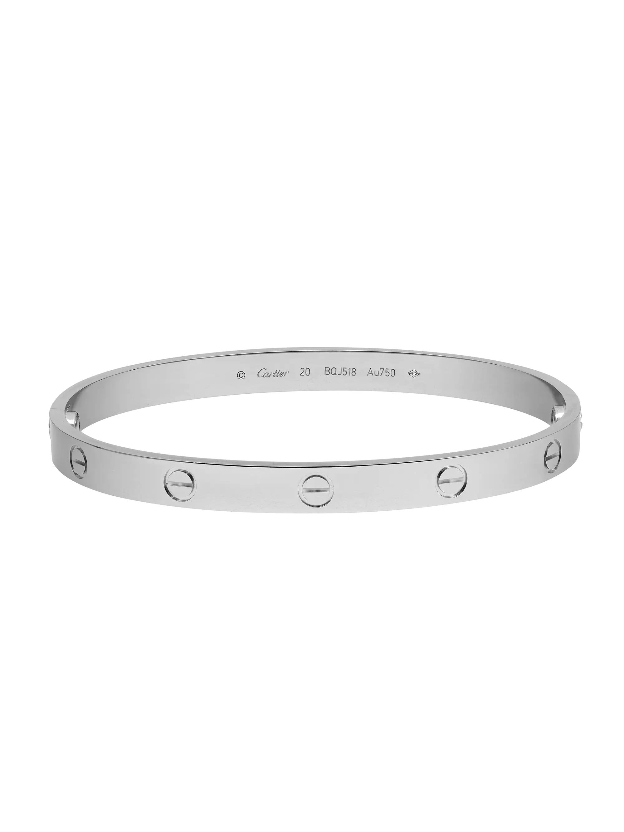 18K White Gold Love Bracelet Size 20 A8637