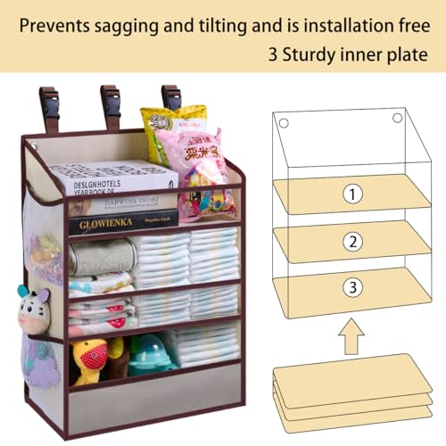 Hanging Diaper Caddy Organizer for Changing Table, Crib Storage for Nursery Baby Essentials R2395