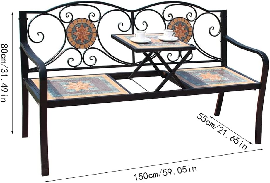 Wrought Iron Outdoor Bench for Garden Balcony Terrace R4553
