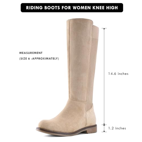 Women's Knee High Boots Flat Low Heel Stretchy Round Toe P555