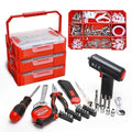 P.I.T. Mini Red Tool Box, Portable 5-Drawer Micro Roll Cab Steel Tool Box with Liner, Red Small Tool Case for Tools Storage, Home DIY