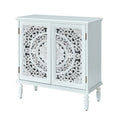 Melampous 32" Tall 2-Door Accent Cabinet-WHITE  White + Wood