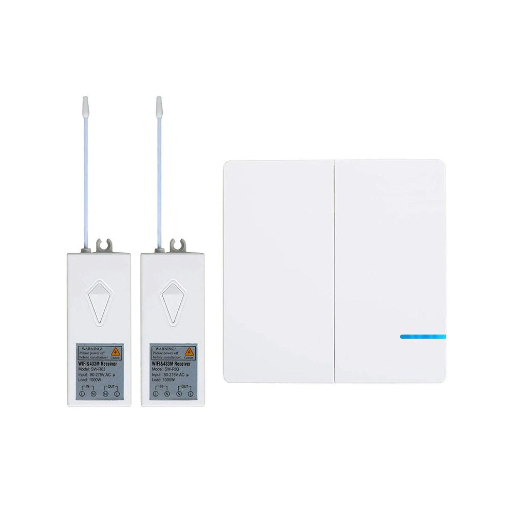GREENCYCLE Smart Light Switch WiFi Wall Wireless 2x 2-gang Switch + 2x WIFI Receiver Compatible with Amazon Alexa and Google Home Remote Control Lights and Appliances Timing Function
