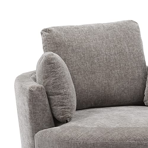 Oversize Round Swivel Accent Chair with 3 Pillows, Beige Z664012