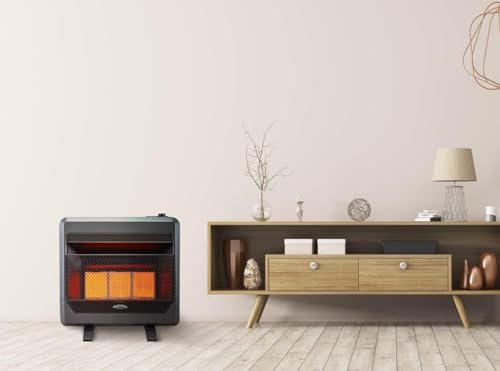 Ventless Natural Gas Infrared Space Heater with Thermostat, 20000 BTU, Black L65122