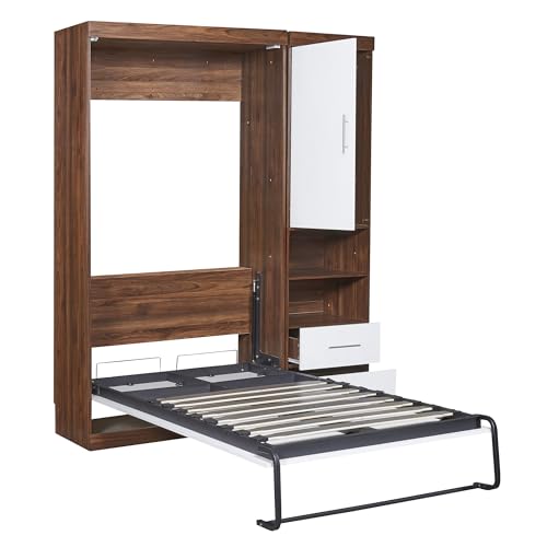 Queen Size Wood Murphy Bed Wall Bed Frame, Foldable Platform Bed K59147
