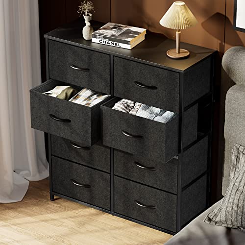 Fabric Storage Tower Dresser with Steel Frame, Black A93618