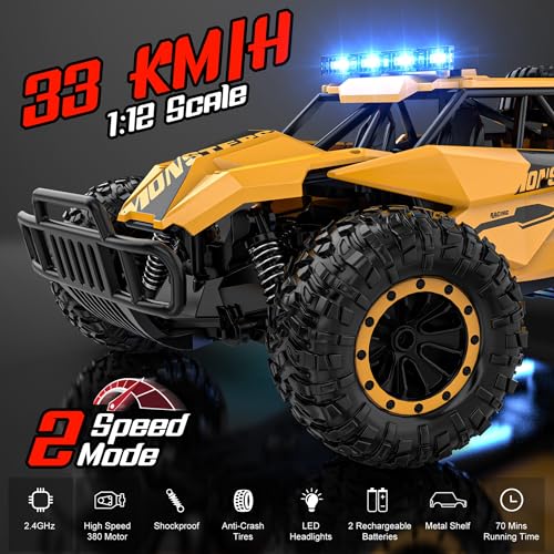 Remote Control Car, 2.4GHz High Speed 33KM/H RC Truck, Off Road with LED Headlight Z515