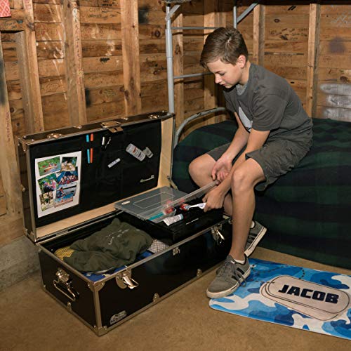 Full-Size Steel Footlocker with Tray and Lid Stay O736656