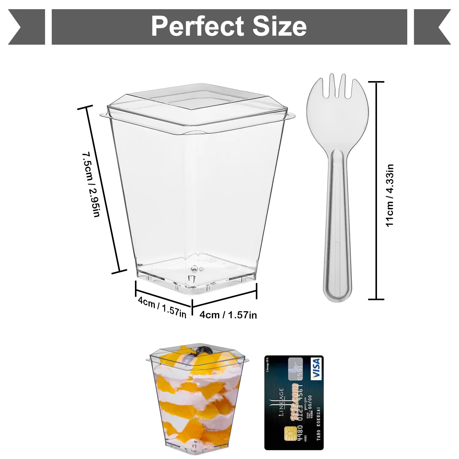 100 Pack 5.4oz Clear Dessert Cups with Lids and Spoons Y651