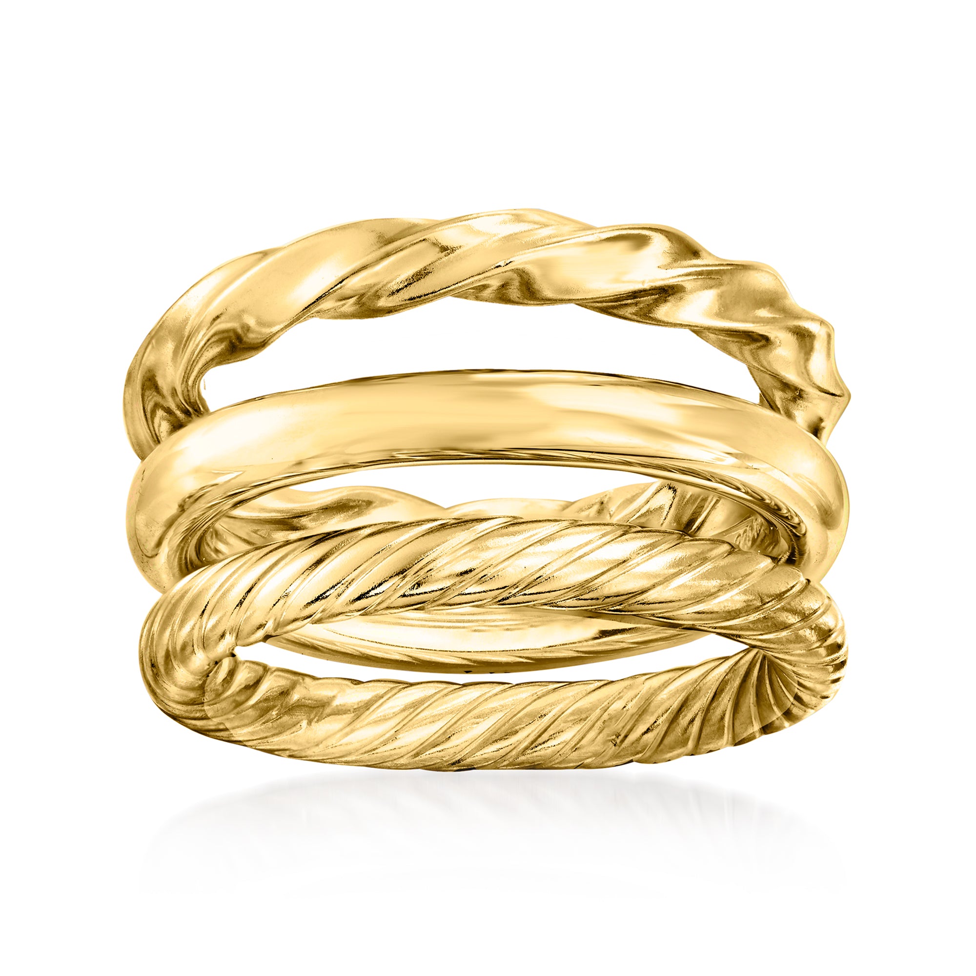 Ross-Simons 18kt Gold Over Sterling Jewelry Set: 3 Polished Rings, Women's, Adult