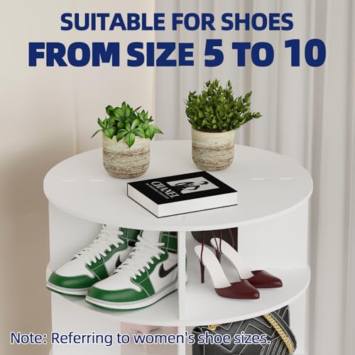 Rotating Shoe Rack 7-Tier Wood Organizer for Closet, 360° Spinning Storage Tower V579