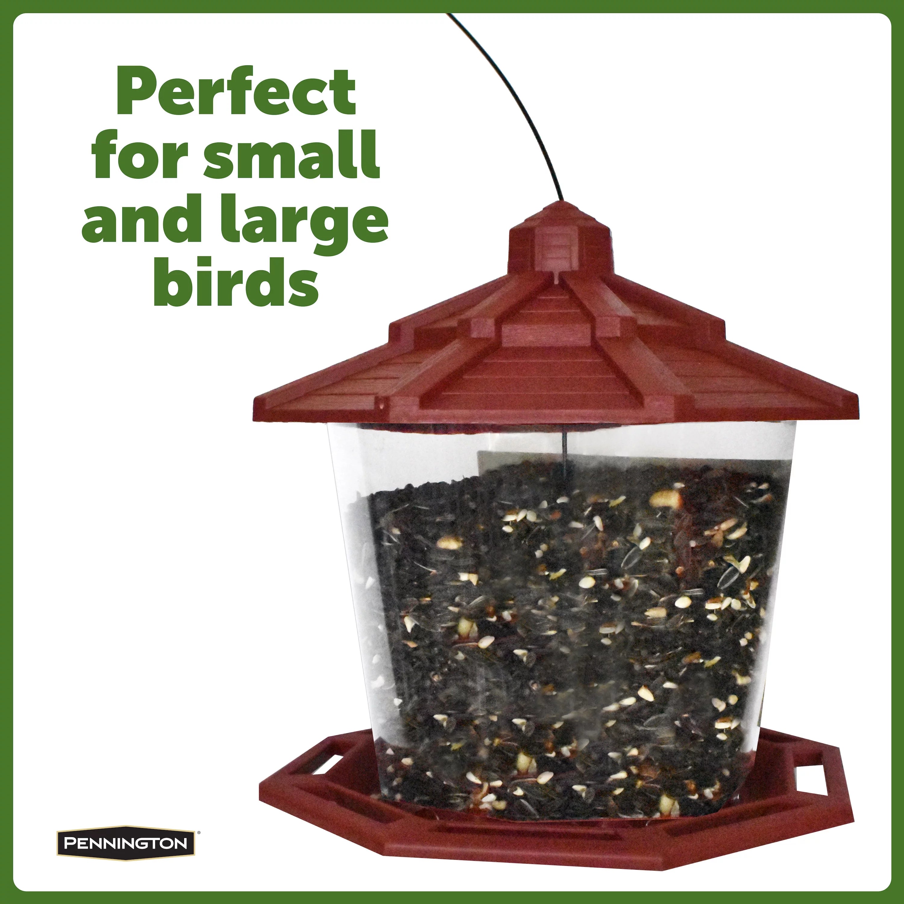Red Recycled Plastic Wild Bird Hopper Feeder, 7 lb, 2 Pack W5740