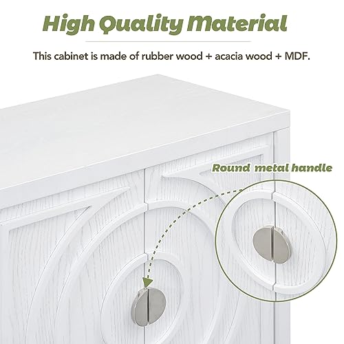 Retro 4-Door Sideboard Cabinet with Adjustable Shelves G201
