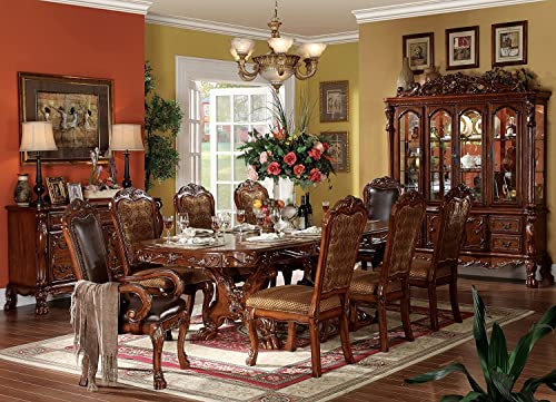 9pc Formal Dining Table Set with 6 Side Chairs and 2 Arm Chairs, Solid Wood Extendable, Seats 8 Y3336