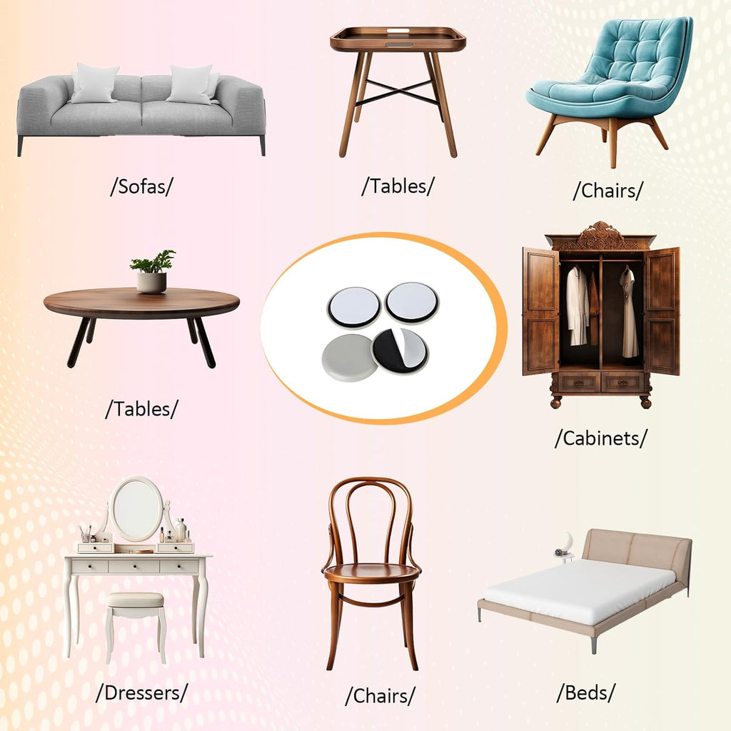 Furniture Moving Pads 2 Inches Self Adhered for Carpet and Hardwood Floors K19234