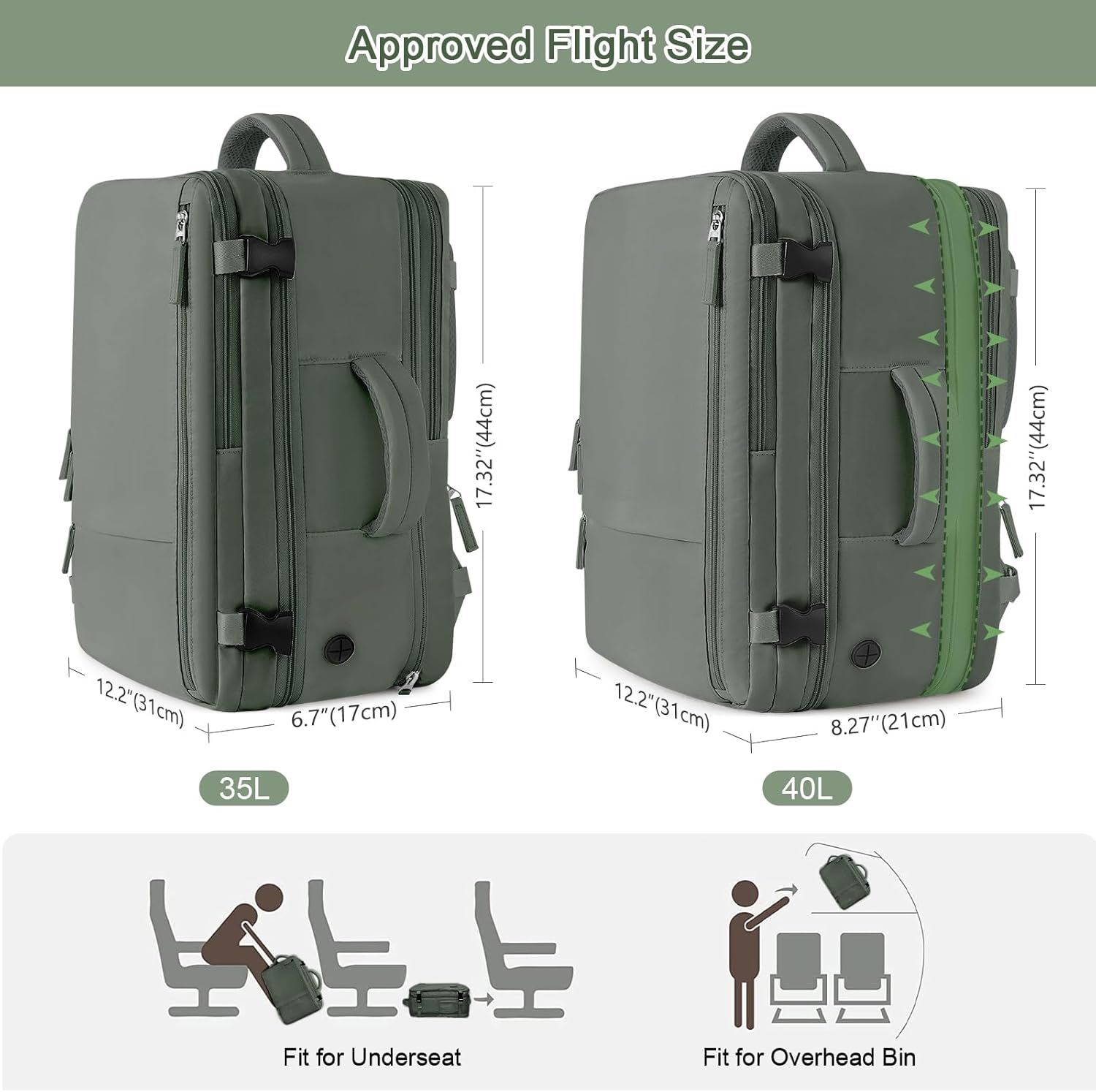 40L Waterproof Travel Backpack with 17 Inch Laptop Compartment G9662