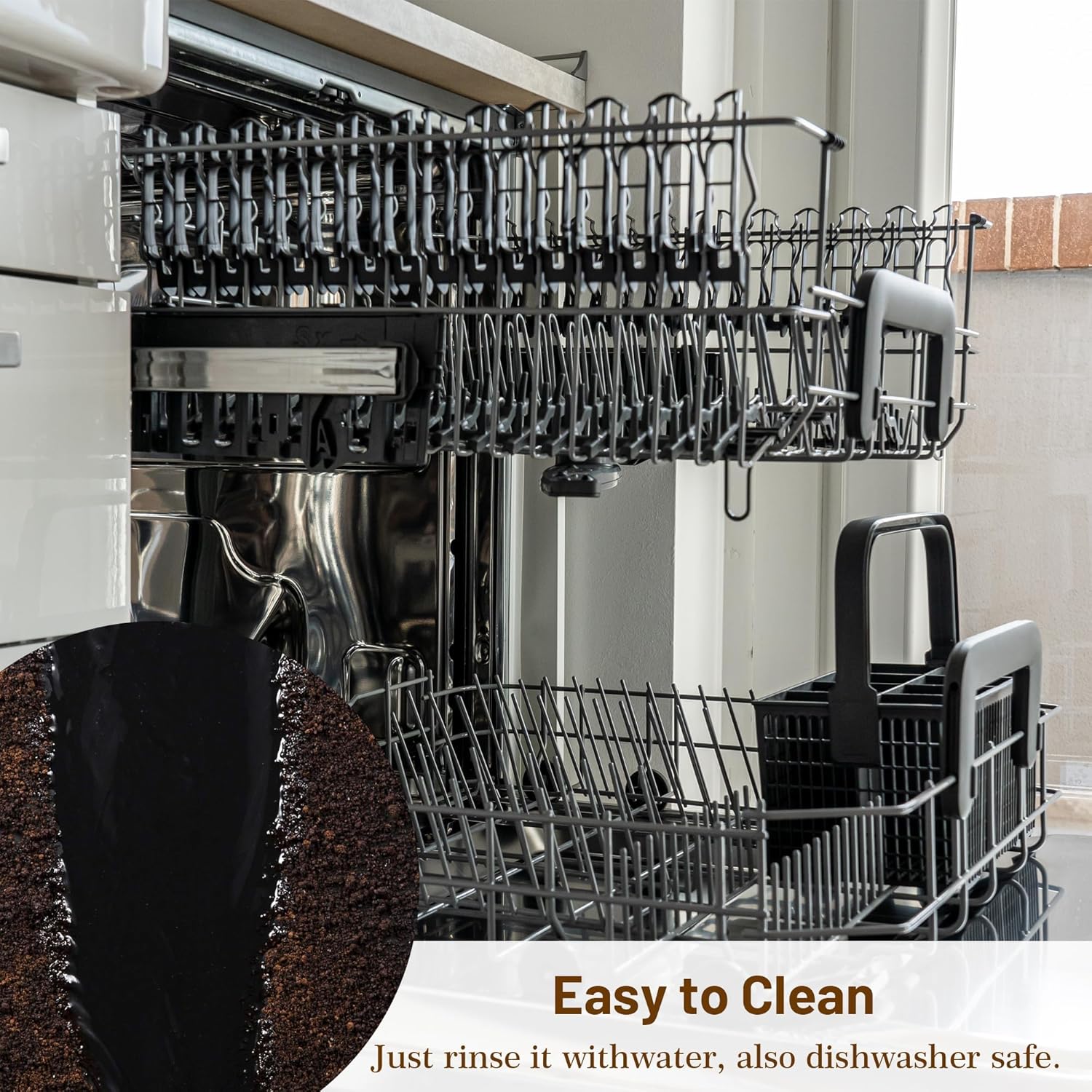 Coffee Machine Mat with Raised Edge, Black, 18.9" x 13.8" M73366