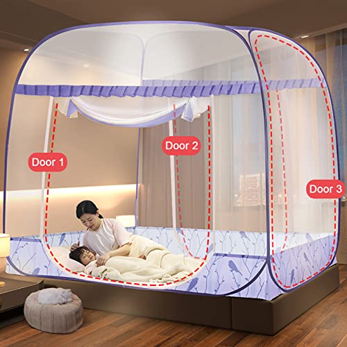 Pop Up Mosquito Net Tent with Bottom, Portable for Single or Double Bed M9242