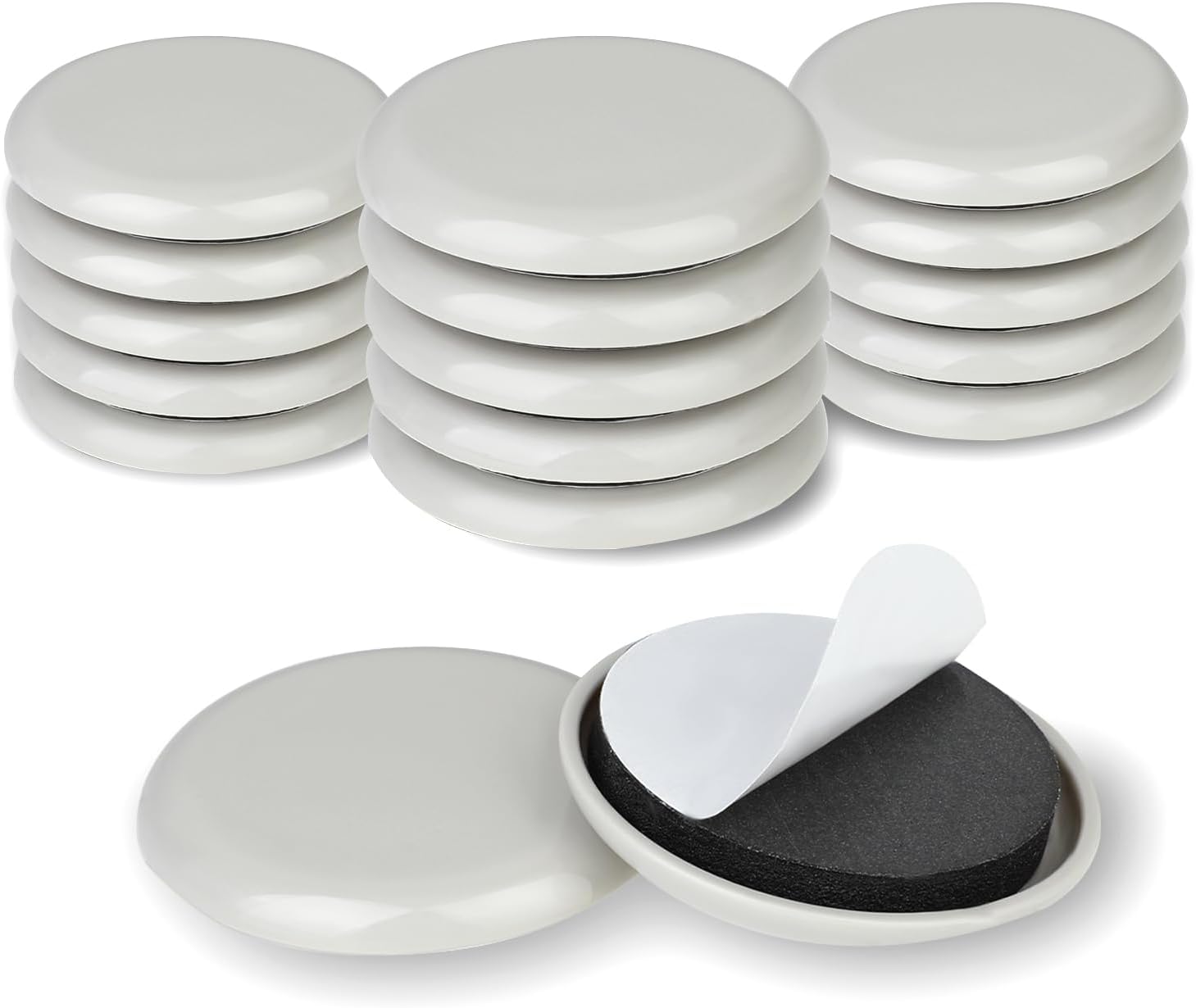 12pcs Easy Gliders for Furniture 2 inches Moving Pads on Carpet Moving Sliders for Heavy Furniture Self Adhered Beige Sliders for Hardwood Glides Chair Sliders for Carpet and Hardwood Floors Moving