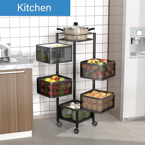 5 Tier Rolling Storage Cart with Wheels for Kitchen and Bathroom K950149