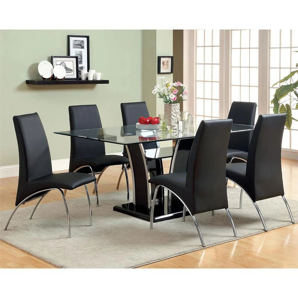 Contemporary Glass Top Dining Table in Black Z7669
