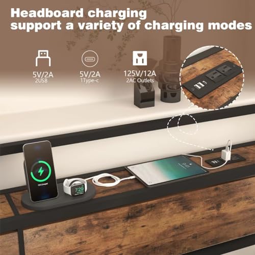 Queen Size Headboard with Storage and USB Lights W215