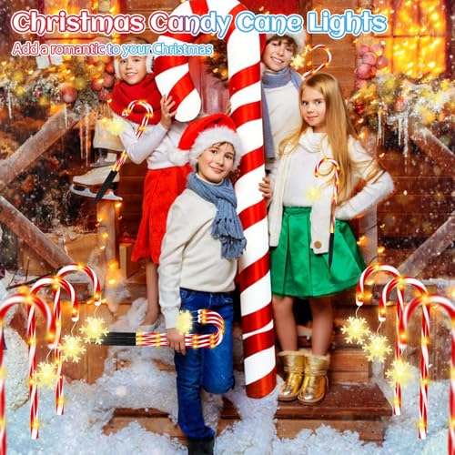 Solar Candy Cane Lights, 12 Pcs Christmas Outdoor Decor, 8 Modes, Timer, Waterproof X53809