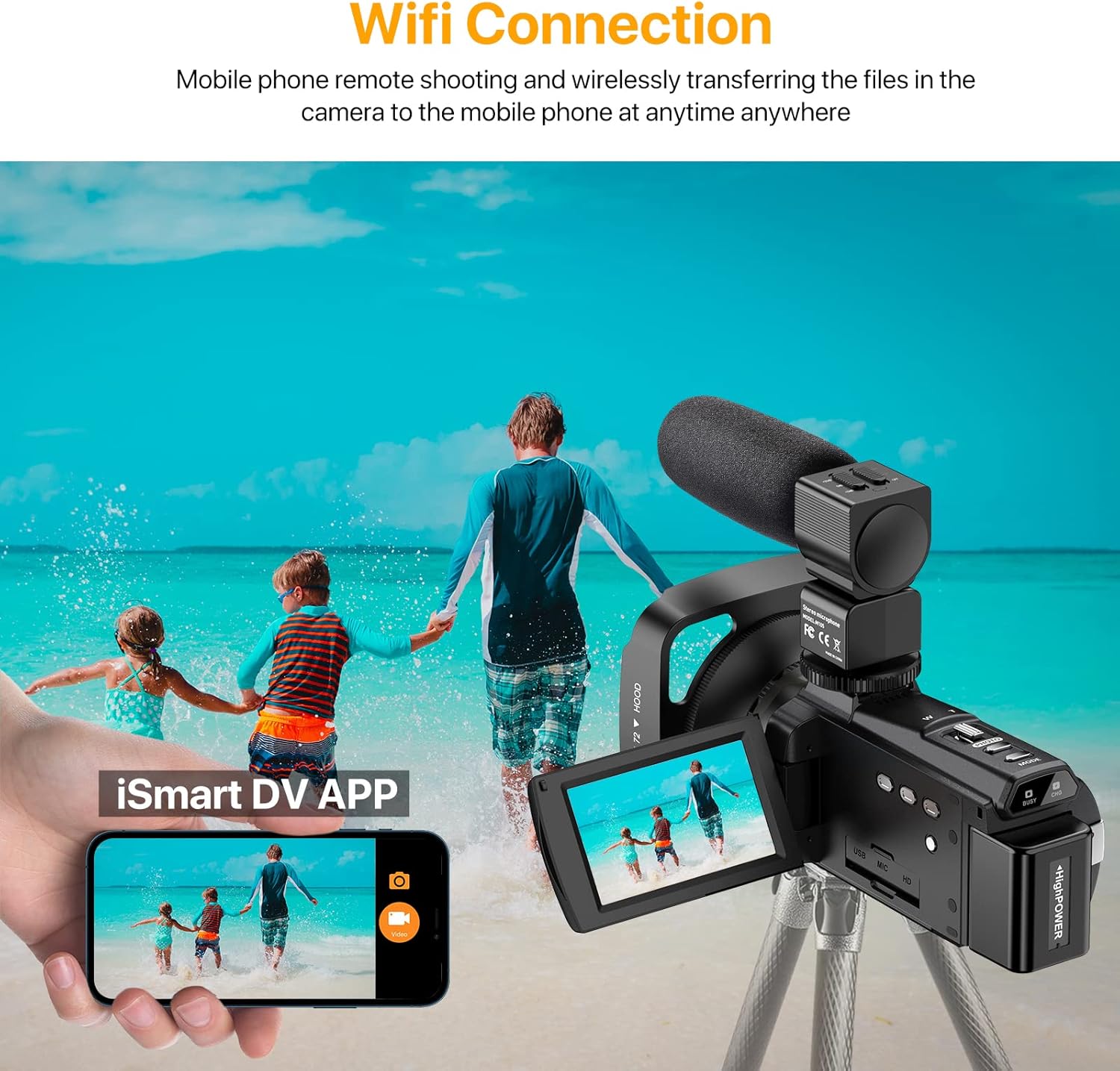 4K Video Camera Camcorder 48MP 60FPS with Microphone and Night Vision V9258