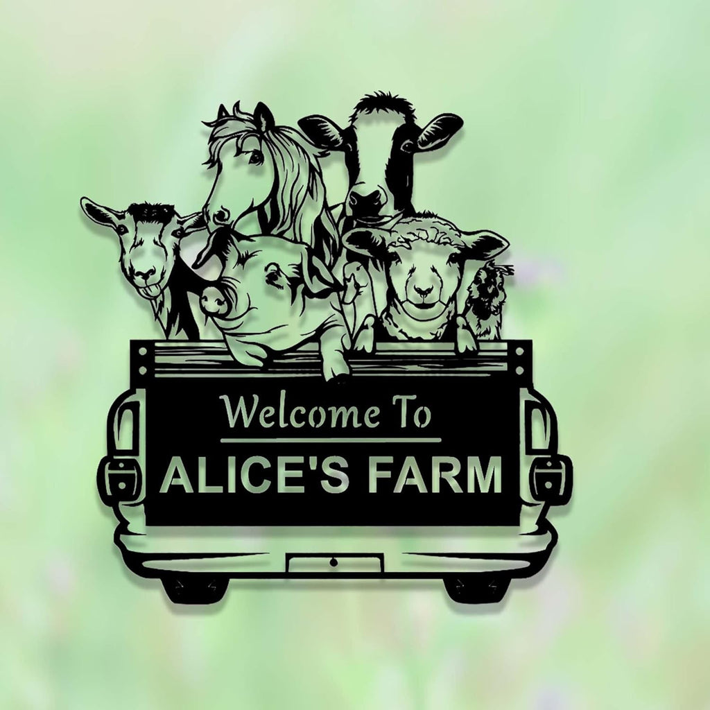 Farm Animals Metal Sign, Farmhouse Welcome Sign, Barn Ranch Decor E369355