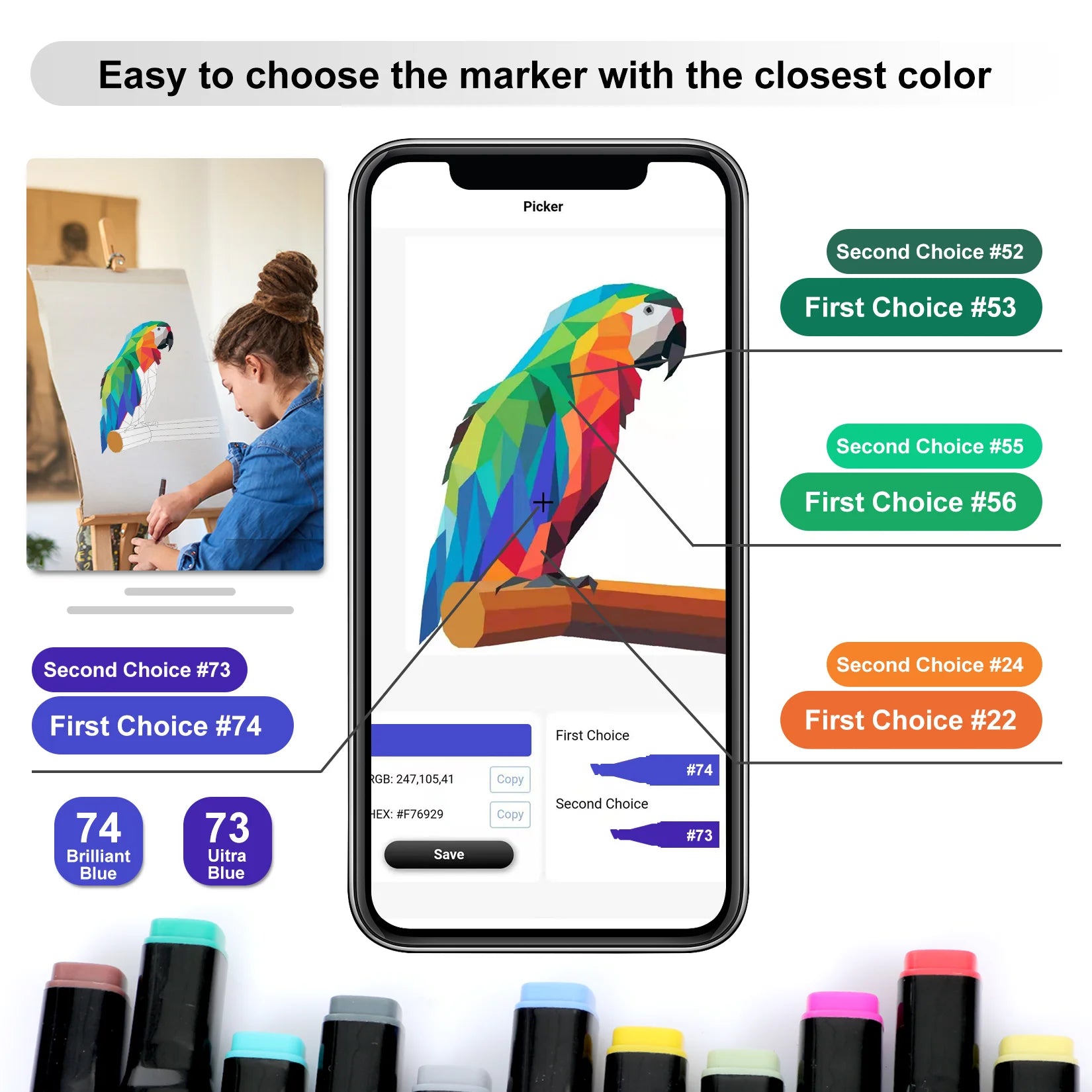 262 Colors Alcohol Markers, Chisel and Fine Tip, for Artists O501452
