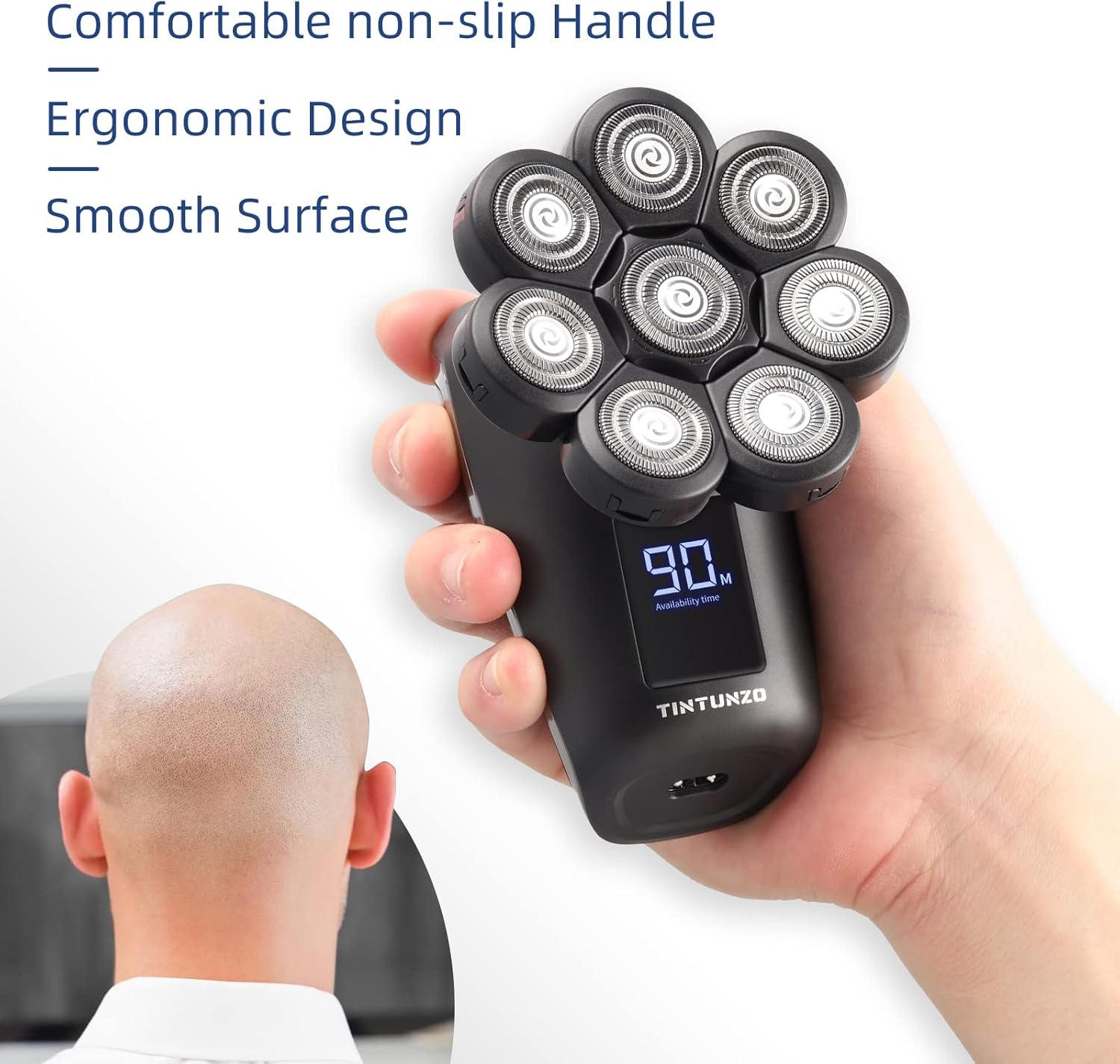 Electric Head Shaver for Bald Men, Cordless Rechargeable, Wet and Dry, 2 Pack Q368150