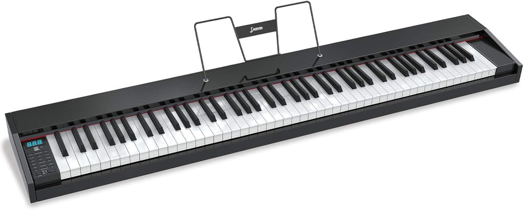 LAGRIMA LAG-600 Full Size Key Portable Digital Piano, 88 Key Electric Keyboard Piano with Bluetooth, Sustain Pedal, Power Supply, Music Stand for Beginner/Adults, Black