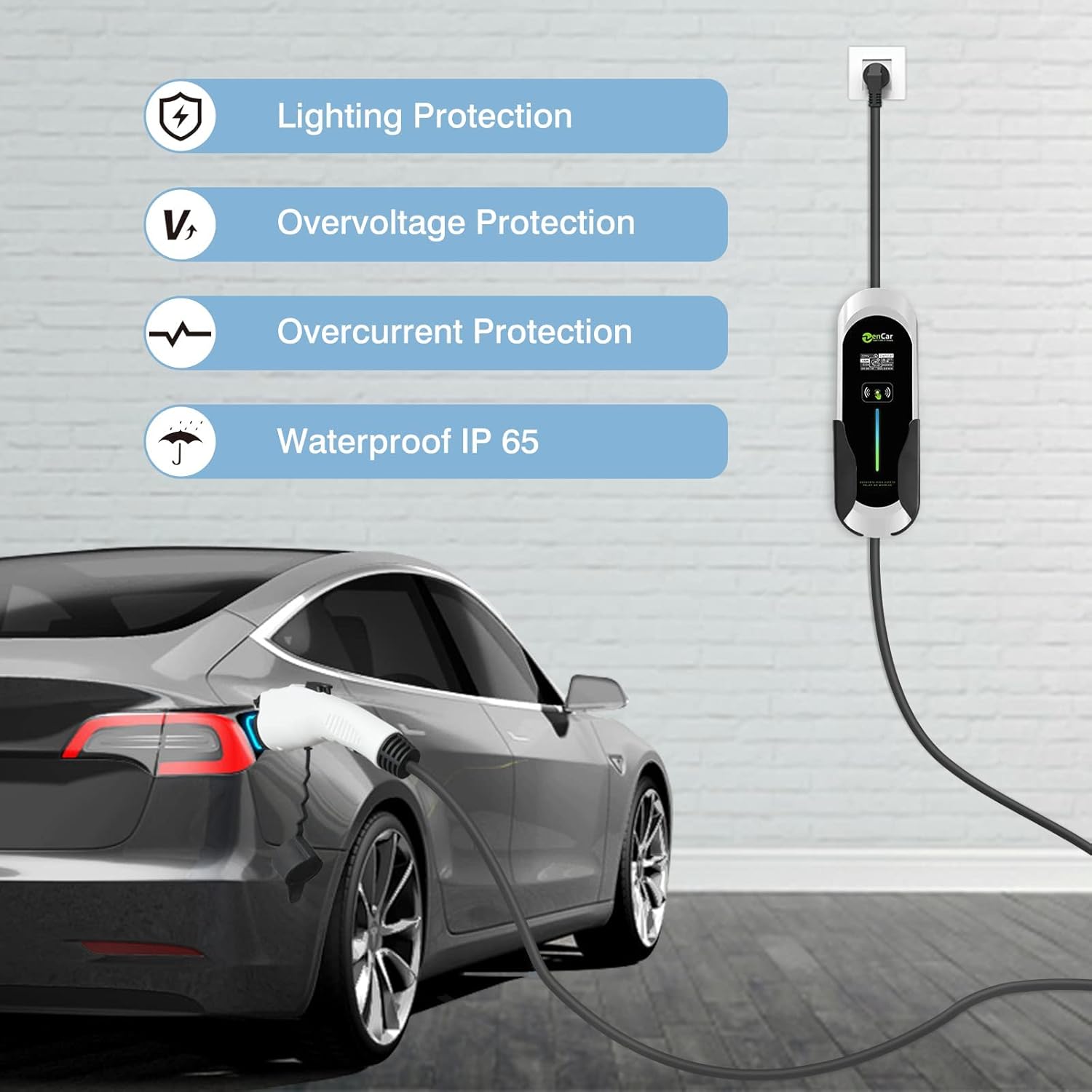 Portable EV Charger 40Amp with NEMA 14-50 Plug, Adjustable Current 16A-40A M3699