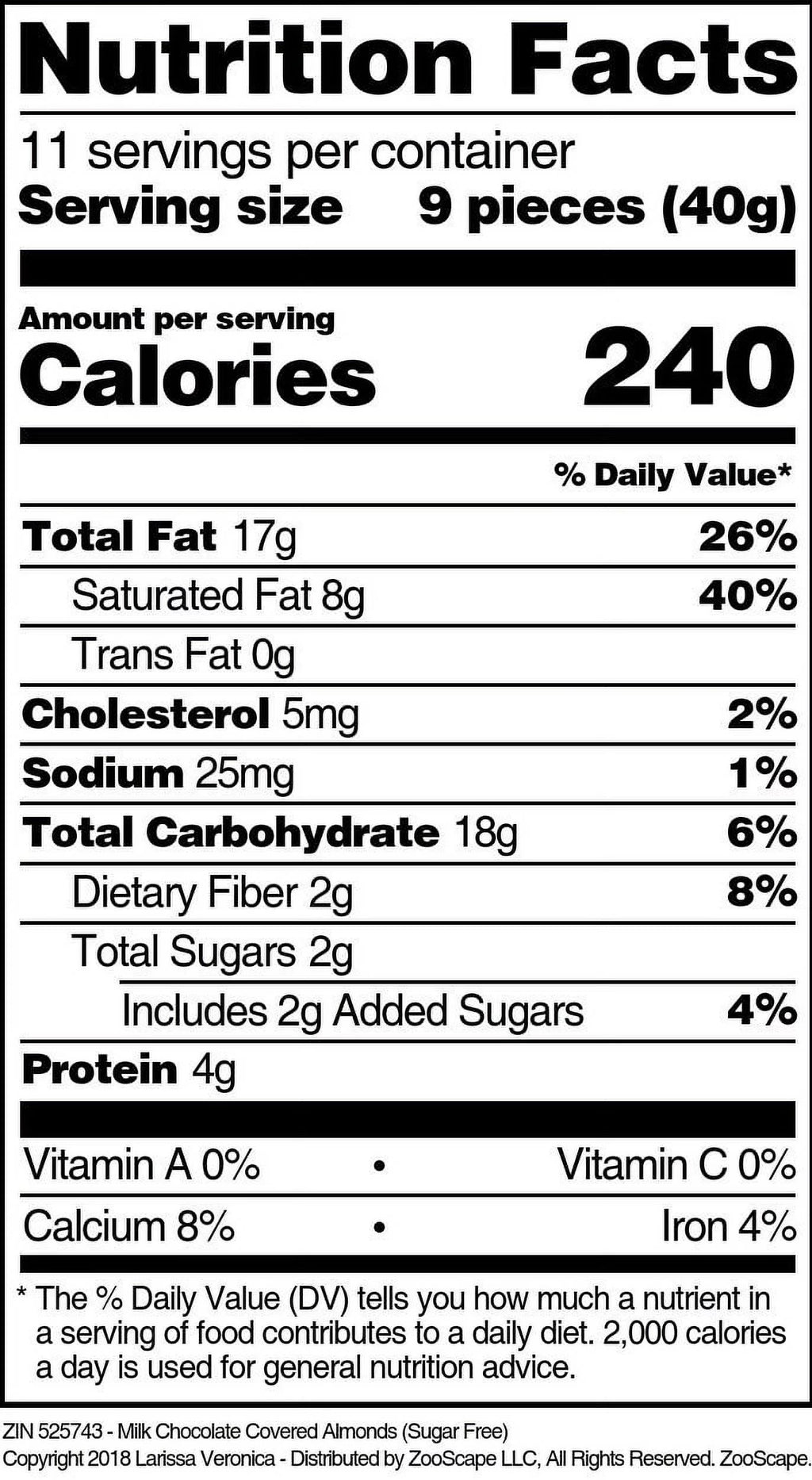 Sugar Free Milk Chocolate Covered Almonds, 16 oz 2-Pack B917539