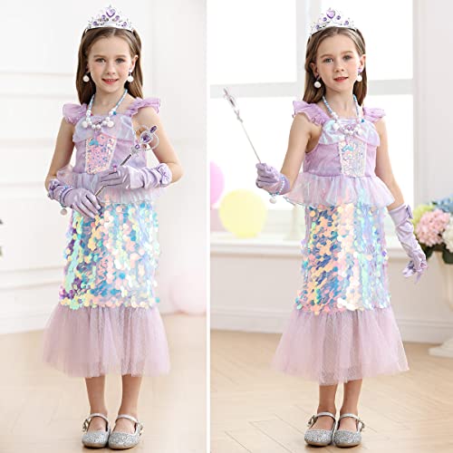 Mermaid Princess Sequins Party Dress for Toddler Girls Halloween Costume H4702