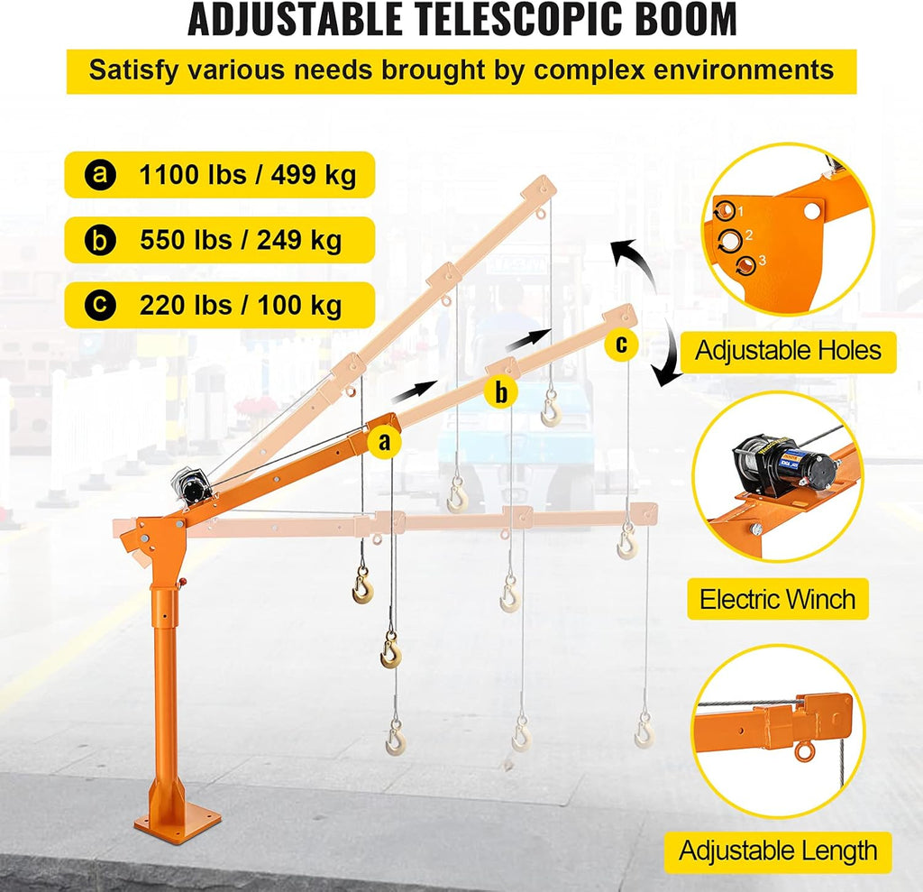 Truck Crane Frame with Adjustable Telescopic Boom, Single & Double Cable Lifting Modes X44469