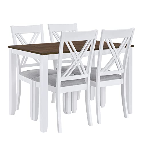 5-Piece Dining Table Set with 4 Upholstered Chairs for Small Spaces P9283